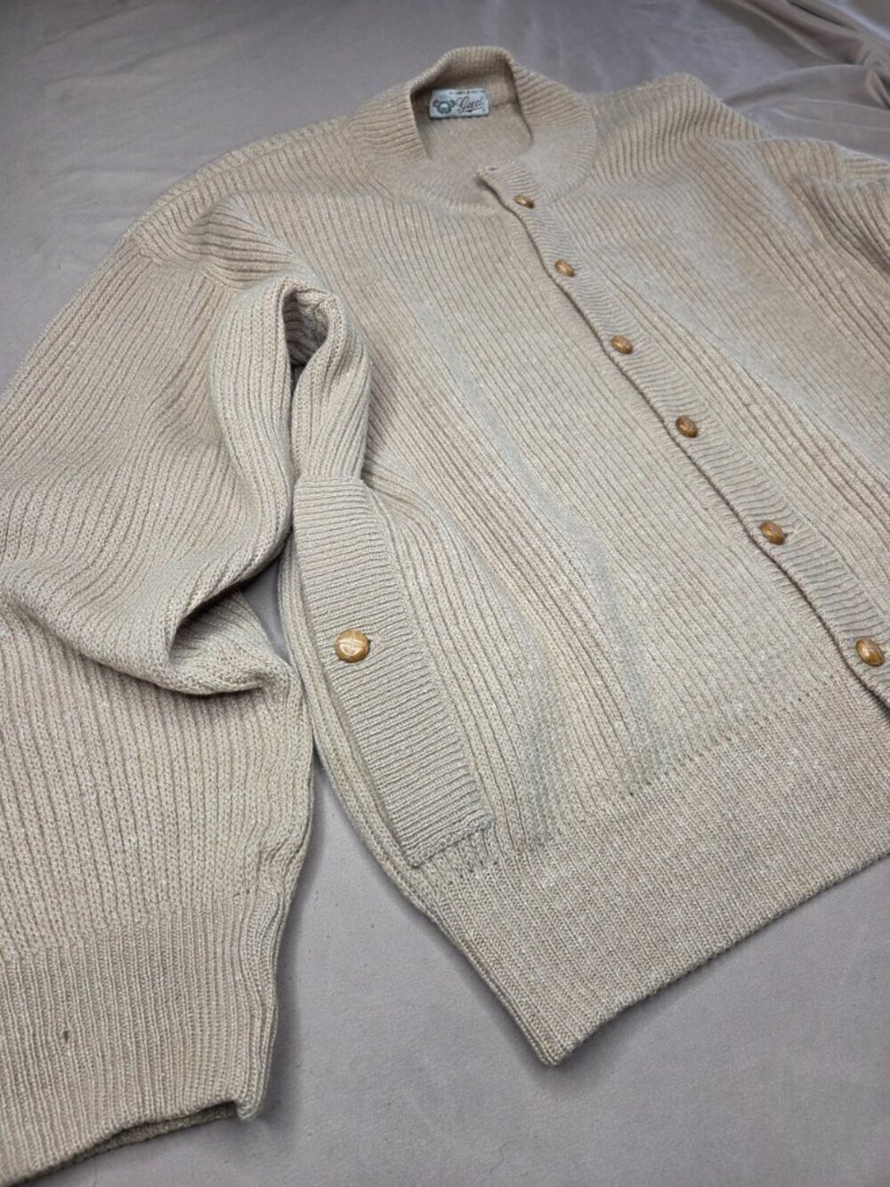 Gucci Vintage Brown Ribbed Knit Button Down Cardigan Women's Rare - Picture 9 of 12